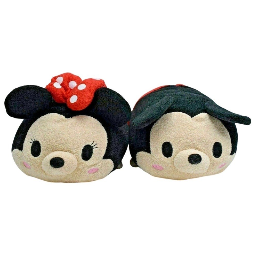 2 Disney Store Parks Tsum Tsum Mickey & Minnie Mouse Plush 13" Long Stuffed Toys